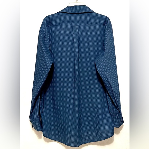 US Polo Assn Button Down Dress Shirt Men XL Slim Fit Blue Square Print Preppy - Picture 3 of 5